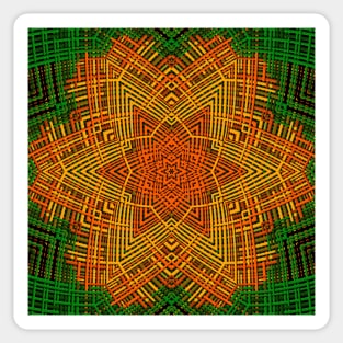 Weave Mandala Orange Yellow and Green Sticker